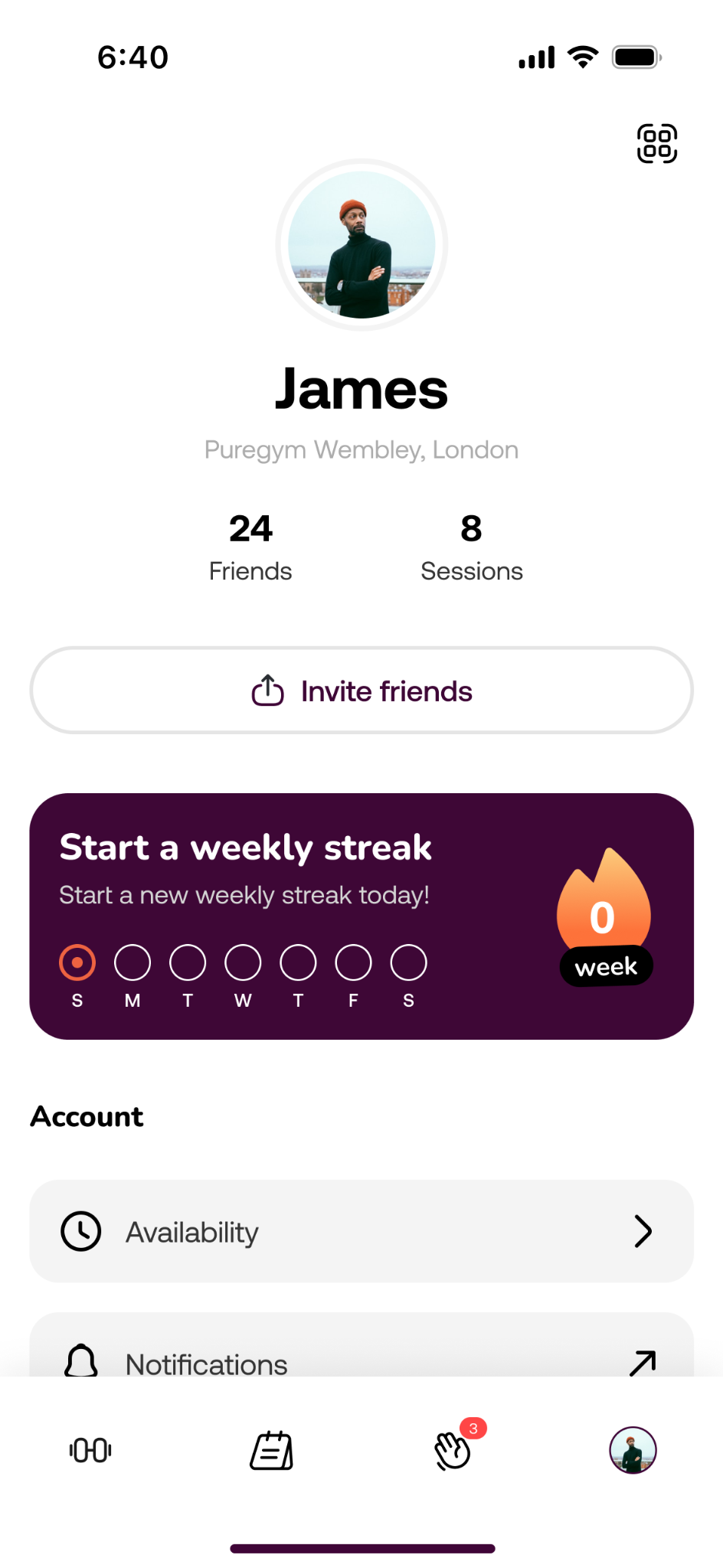 Gymduoo profile screen preview